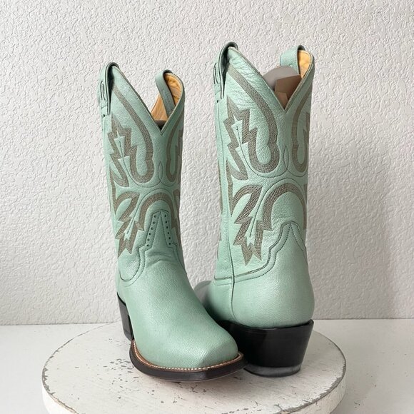 Rod Patrick Womens Cowboy Boots 8.5A Western Cowgirl Turquoise Leather Blunt Toe